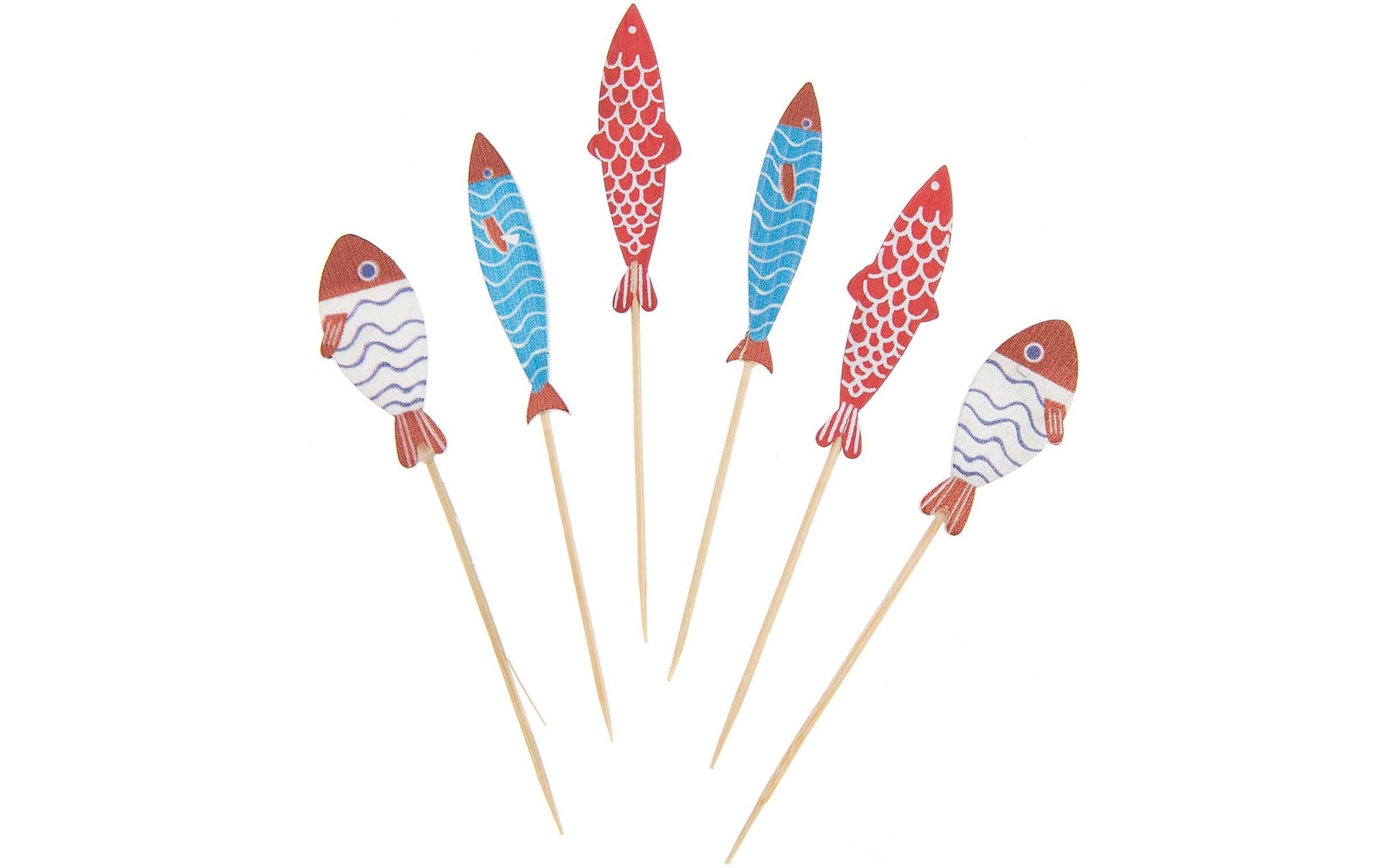 Rico Design Party-Piekser Fische – Weiss – 8 cm – Holz – 6 Stk