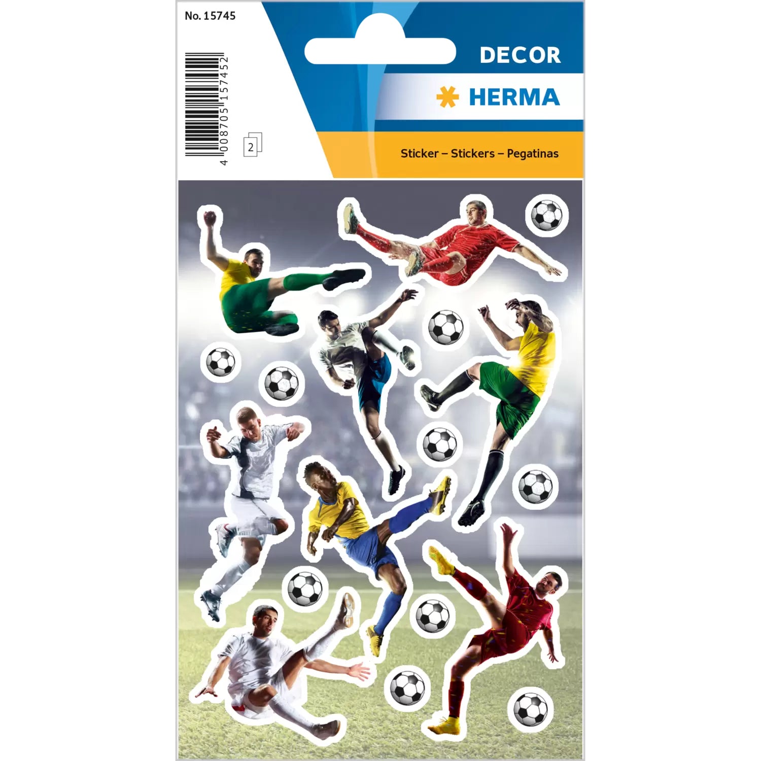 HERMA Schmucketiketten – 84 × 120 mm, permanent, Fussball, 2 Blätter (36 Stk.)
