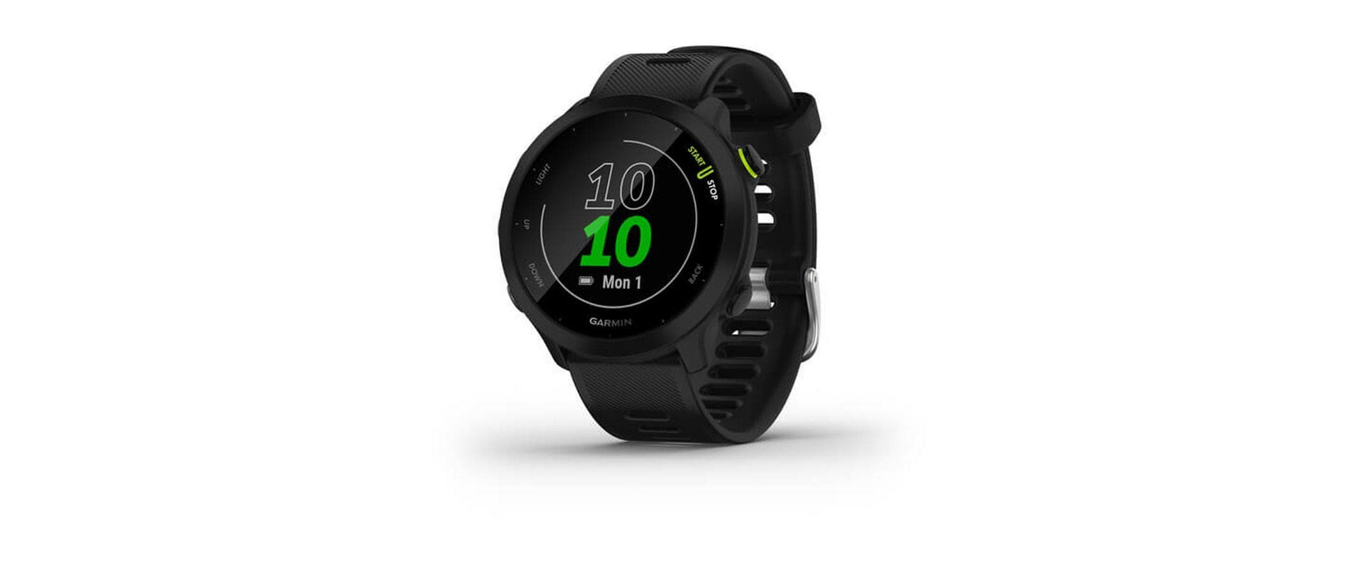 Garmin Forerunner 55 – GPS-Smartwatch – 42 mm, GPS, MIP, 5 ATM, Monterra Grau, Sportarmband