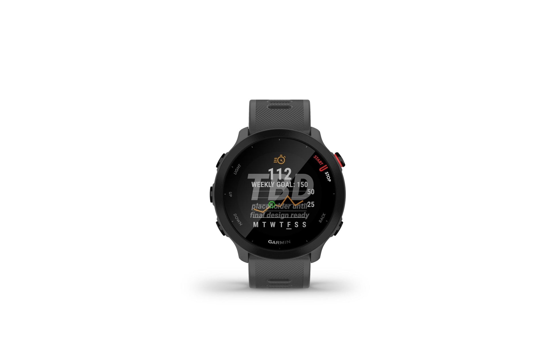 Garmin Forerunner 55 – GPS-Smartwatch – 42 mm, GPS, MIP, 5 ATM, Monterra Grau, Sportarmband