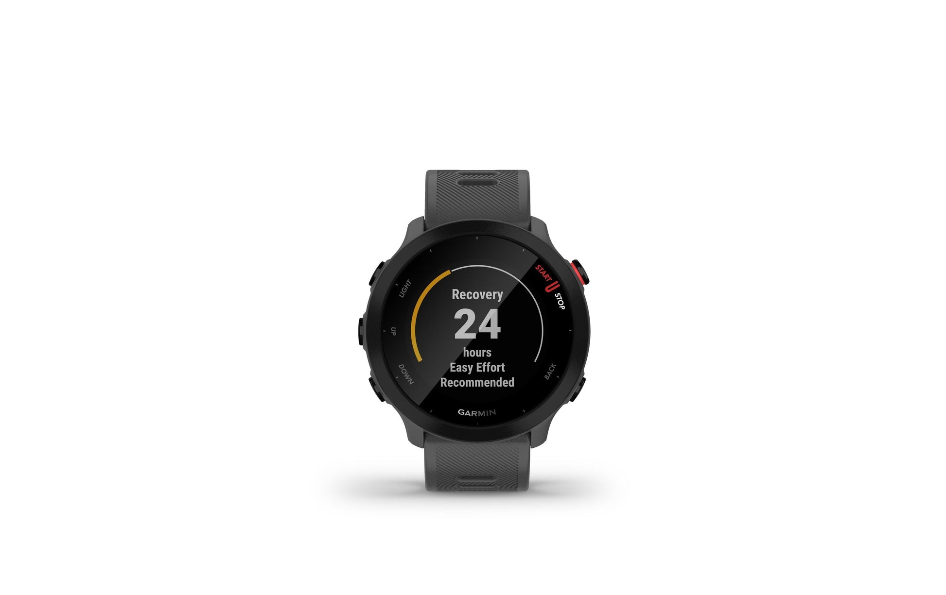 Garmin Forerunner 55 – GPS-Smartwatch – 42 mm, GPS, MIP, 5 ATM, Monterra Grau, Sportarmband