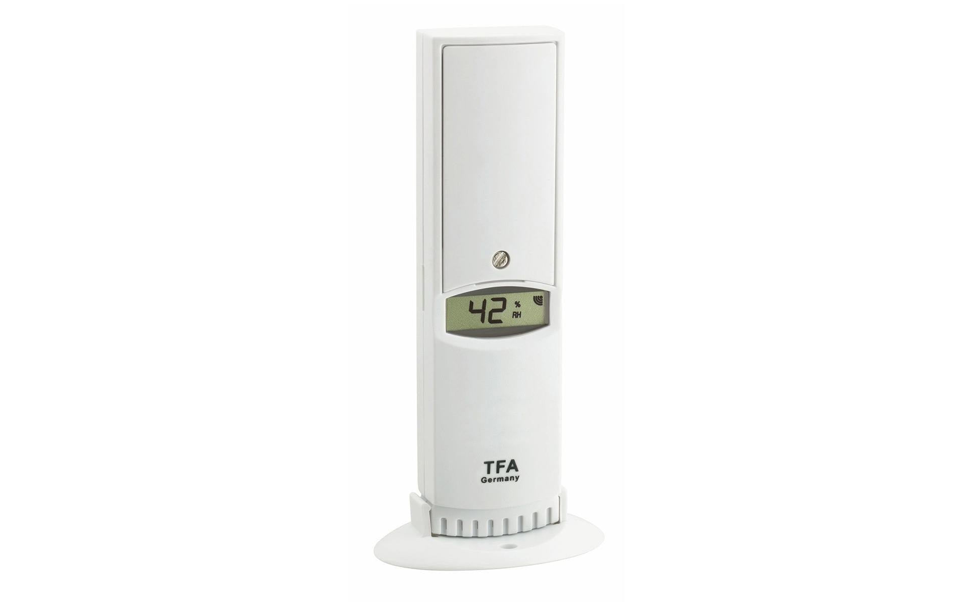 TFA-Dostmann WeatherHub – Thermo-/Hygrosensor, WLAN, Display, 200 m Reichweite – Weiss, für TFA-Dostmann Weath