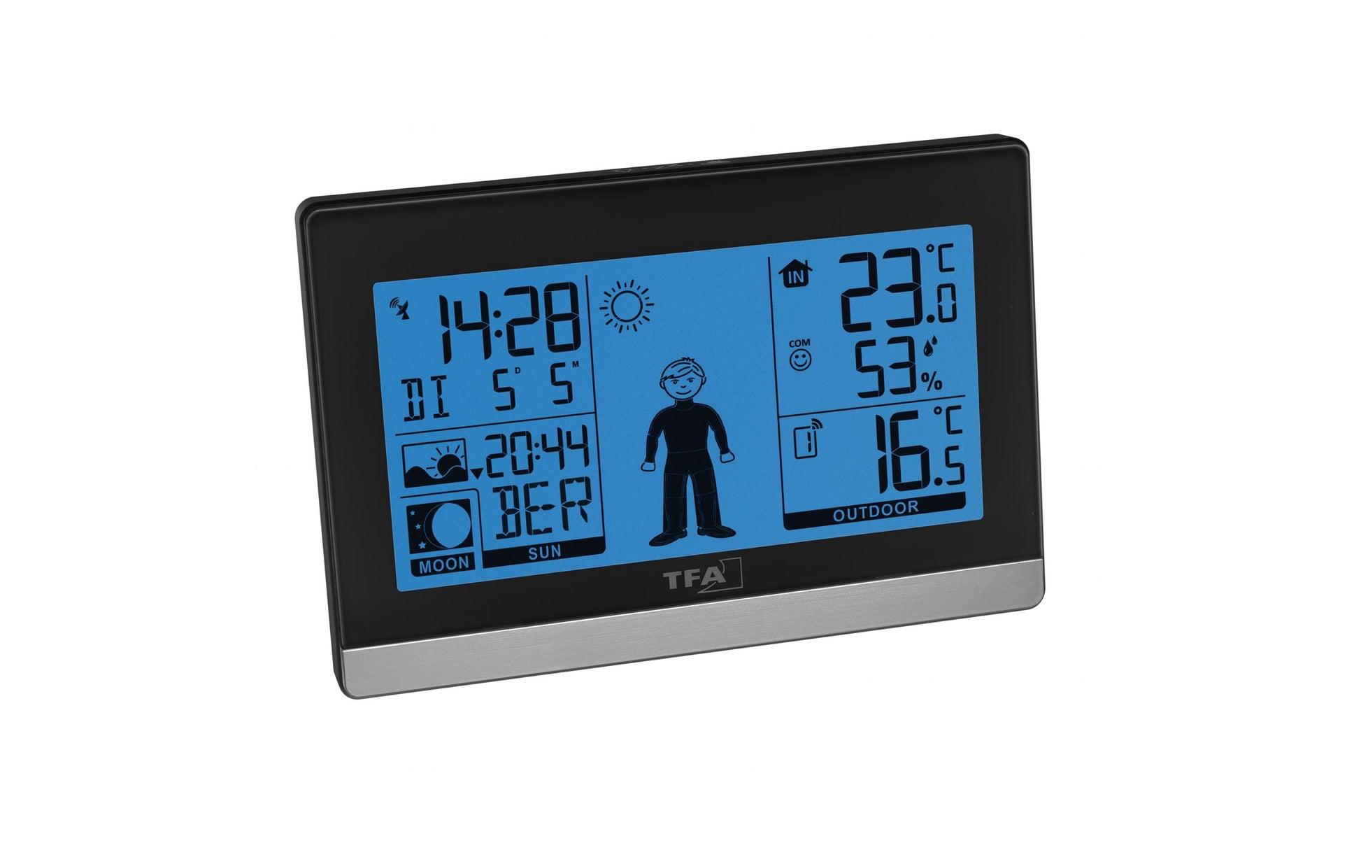 TFA-Dostmann TFA Dostmann Weather Boy – Wetterstation, Funk, innen/aussen, Hygrometer, inkl. Aussensensor – schwarz