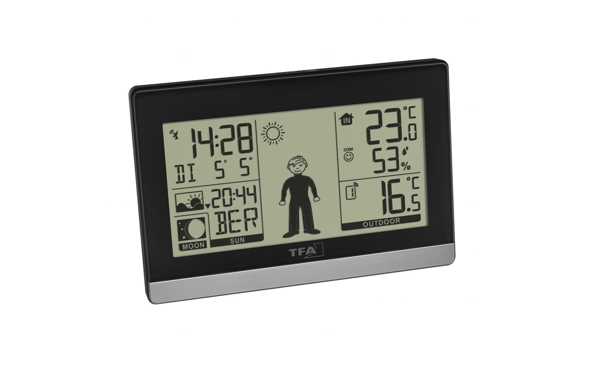 TFA-Dostmann TFA Dostmann Weather Boy – Wetterstation, Funk, innen/aussen, Hygrometer, inkl. Aussensensor – schwarz