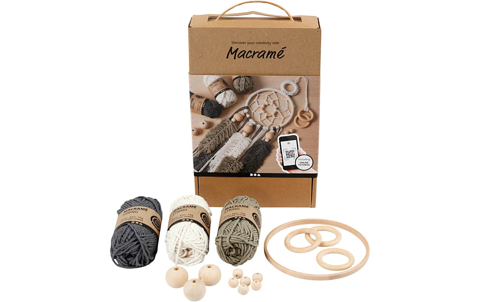 Creativ Company Makramee-Set – 7-teilig, Garn, Mehrfarbig