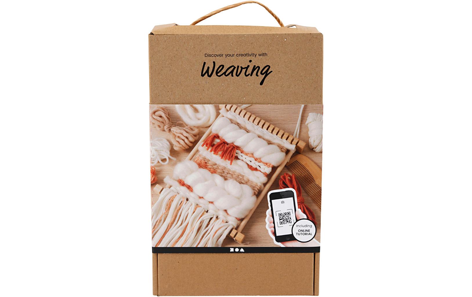 Creativ Company Bastelset Weben – 12-teilig – 6 m Garn, mehrfarbig – inkl. Nadel