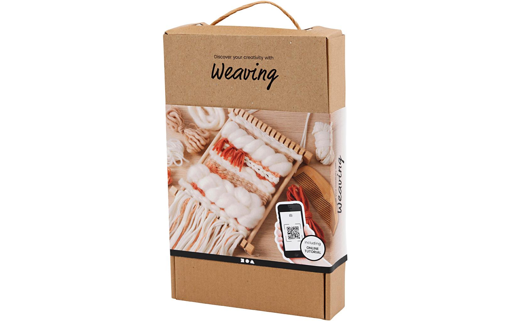 Creativ Company Bastelset Weben – 12-teilig – 6 m Garn, mehrfarbig – inkl. Nadel