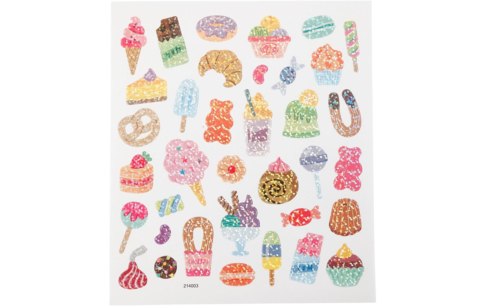 Creativ Company Sticker – 15 × 16,5 cm, Süssigkeiten, mehrfarbig – 1 Bogen, Folie, selbstklebend
