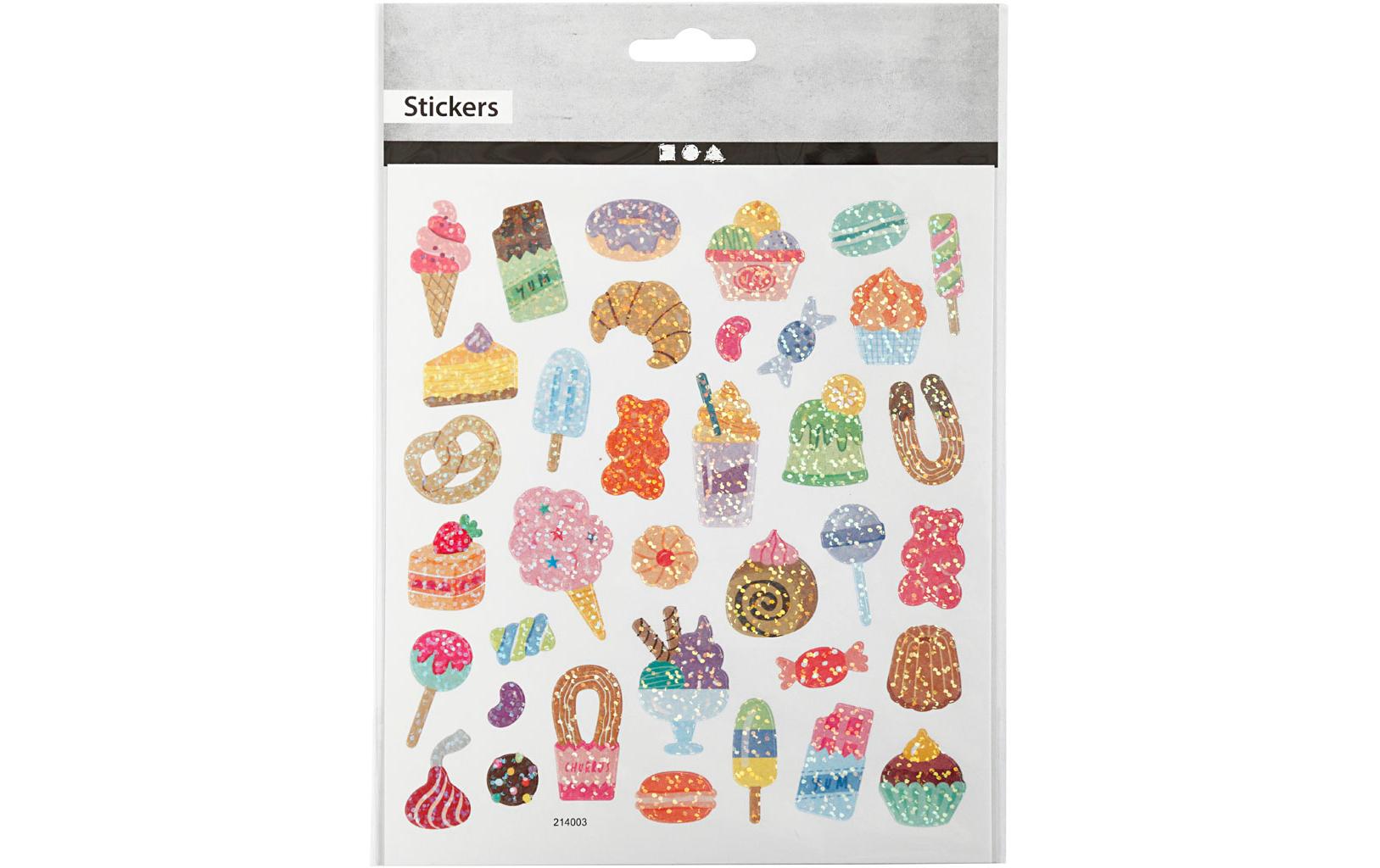 Creativ Company Sticker – 15 × 16,5 cm, Süssigkeiten, mehrfarbig – 1 Bogen, Folie, selbstklebend