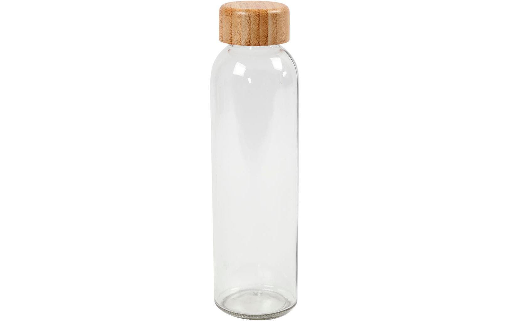 Creativ Company Trinkflasche 500 ml – Glas, Bambusdeckel, Holz