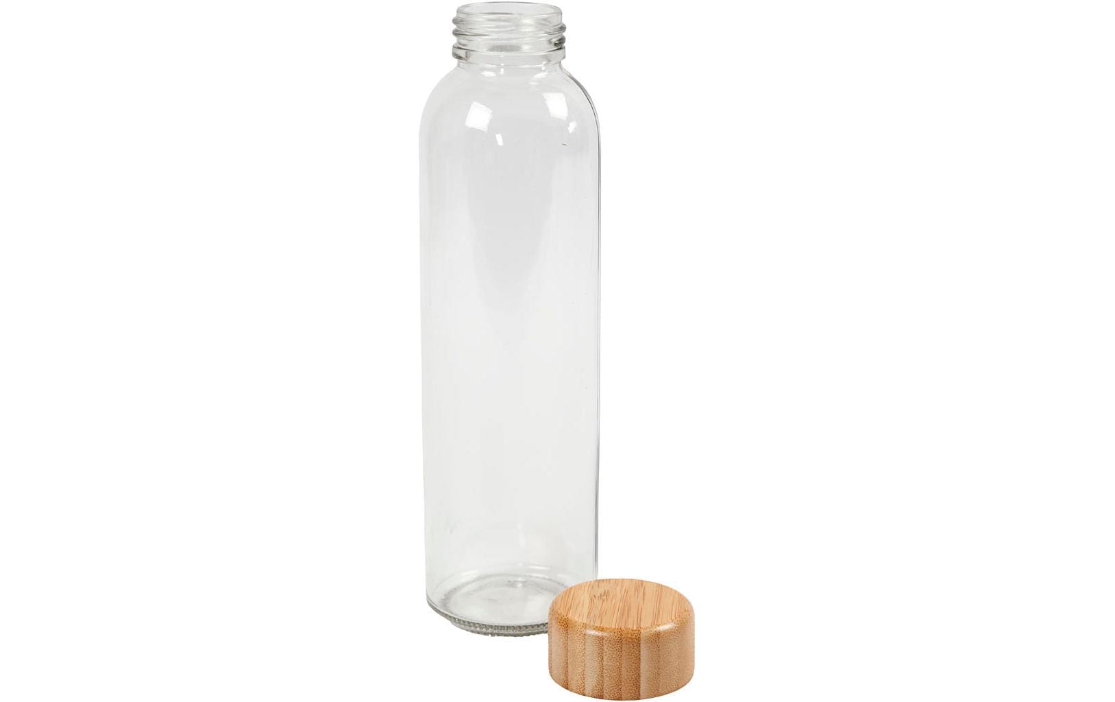 Creativ Company Trinkflasche 500 ml – Glas, Bambusdeckel, Holz
