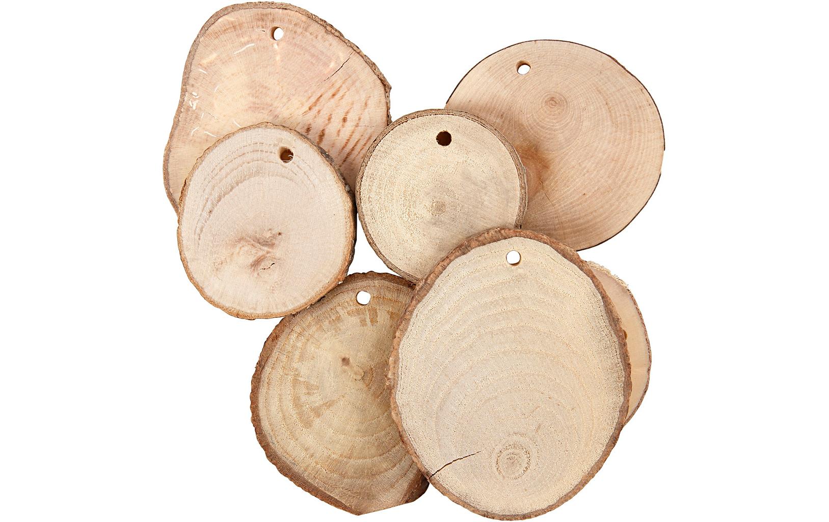 Creativ Company Holzrohling, Ahorn, rund, mit Loch, Ø 7 cm × 0,5 cm, 25 Stk.