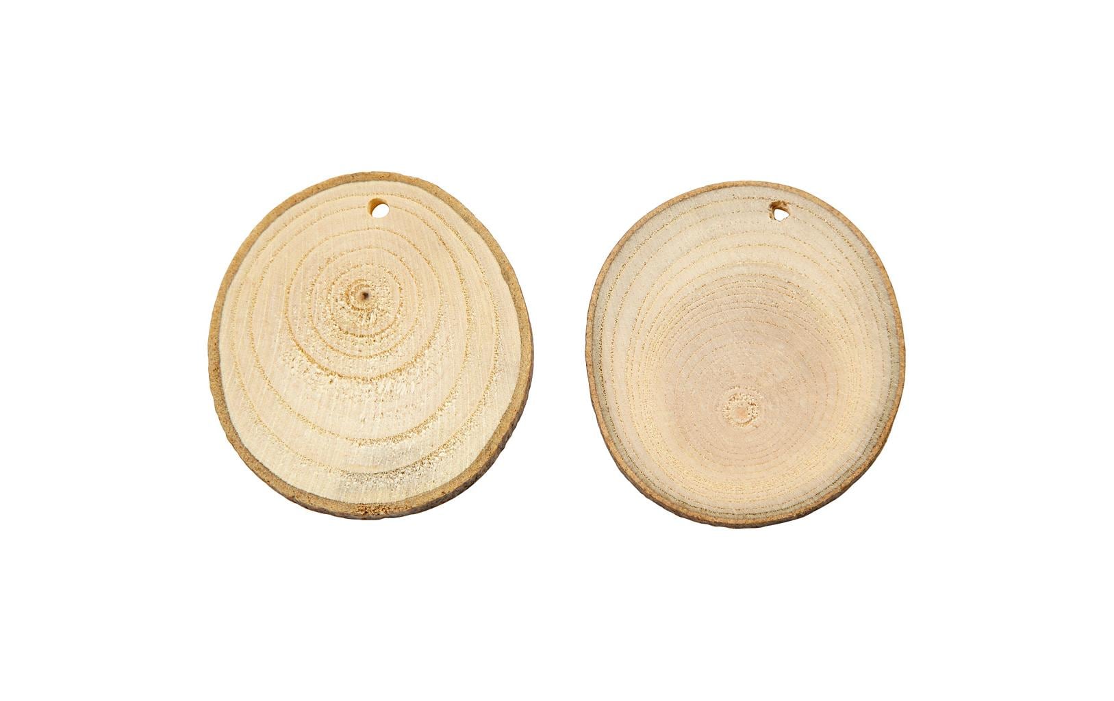 Creativ Company Holzrohling, Ahorn, rund, mit Loch, Ø 7 cm × 0,5 cm, 25 Stk.