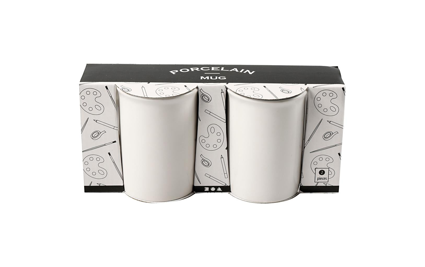Creativ Company Tassen – 2er Set, Ø 7,4 cm, H 10,0 cm, Porzellan, Weiss