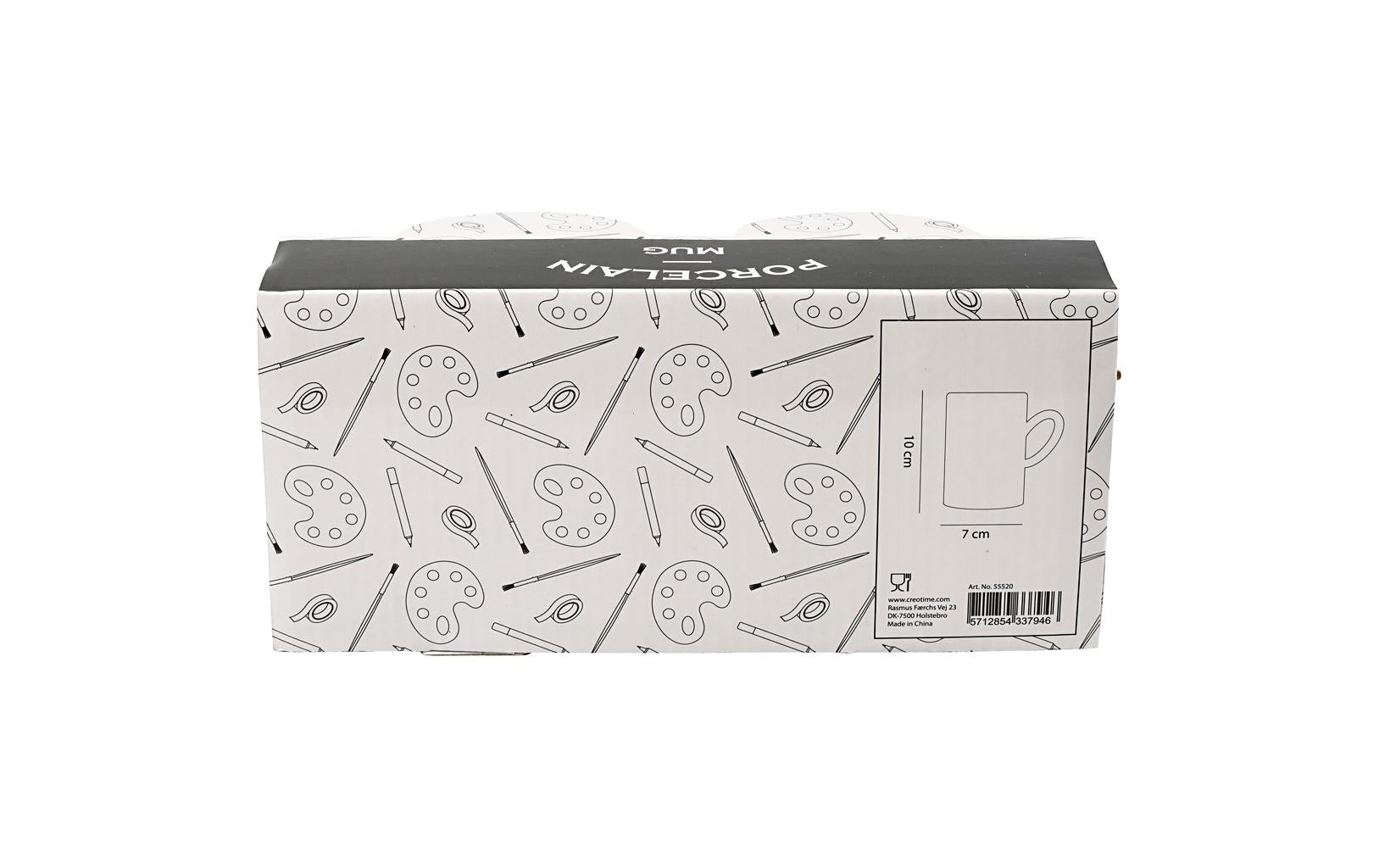 Creativ Company Tassen – 2er Set, Ø 7,4 cm, H 10,0 cm, Porzellan, Weiss