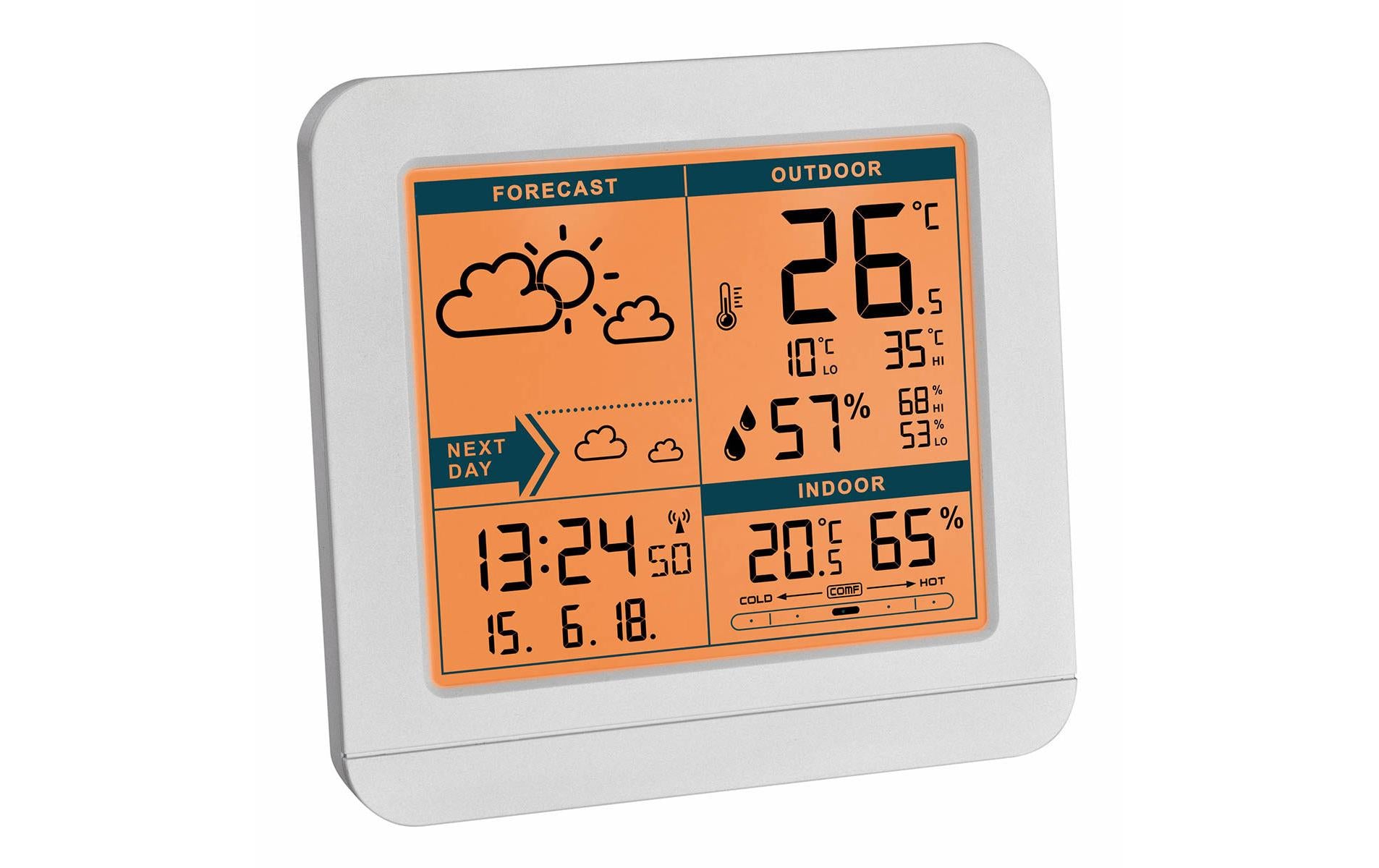 TFA-Dostmann TFA Dostmann Sky – Wetterstation, Funk, innen/aussen, Hygrometer & Thermometer, inkl. Aussensensor – Weiss