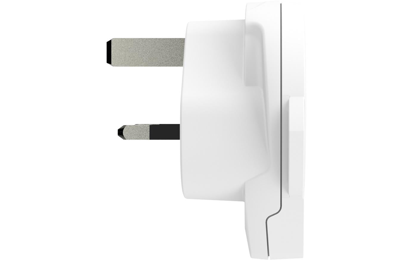 Skross Reiseadapter – 1× USB 5 V/2,4 A, max. 1750 W, 3-polig, geerdet – von Typ C/B/I → Typ G (VK) – weiss