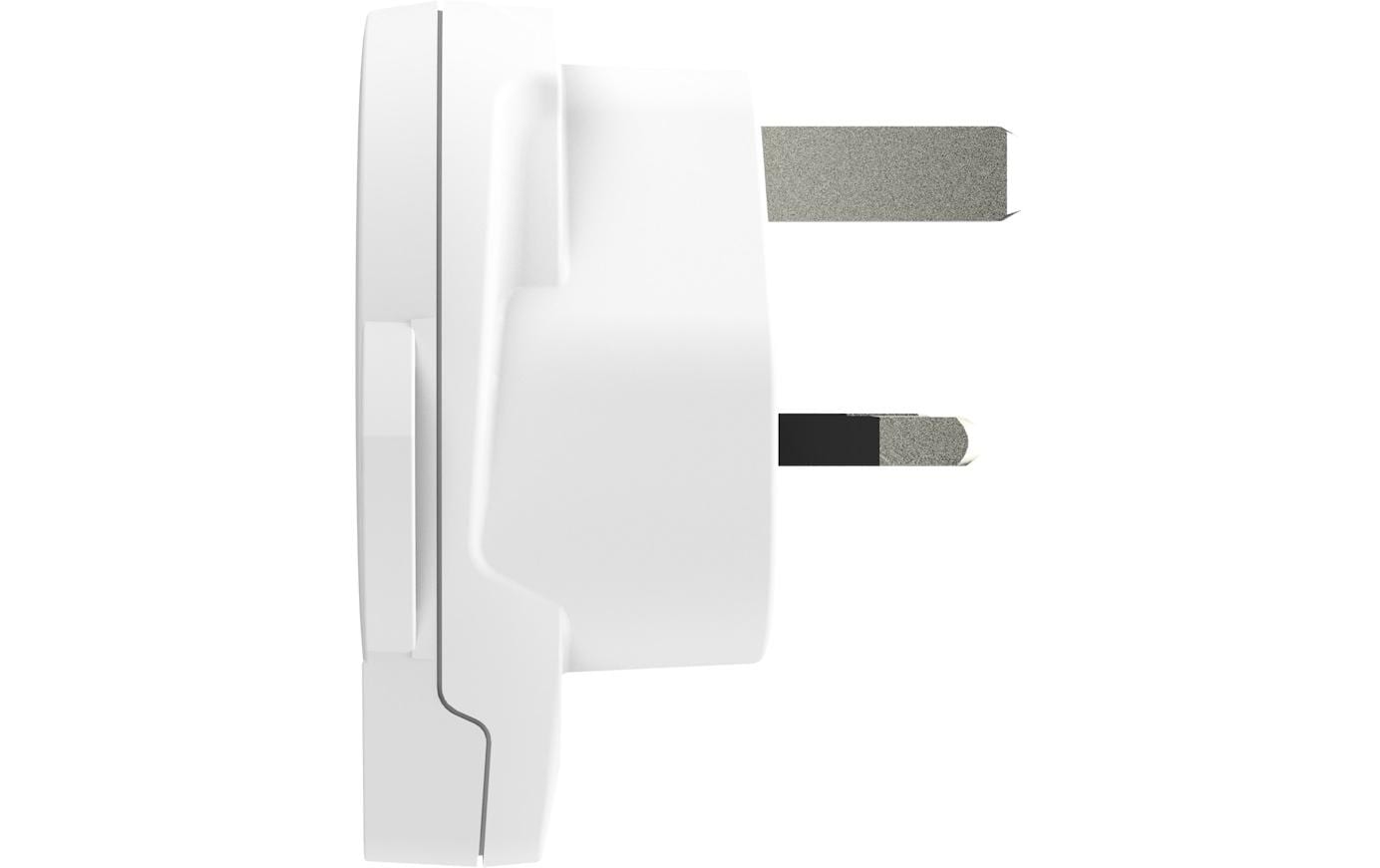 Skross Reiseadapter – 1× USB 5 V/2,4 A, max. 1750 W, 3-polig, geerdet – von Typ C/B/I → Typ G (VK) – weiss