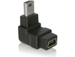 DeLOCK USB-Adapter Mini-USB-B auf Mini-USB-B – USB 2.0 (480 Mbit/s) – Abgewinkelt – Schwarz