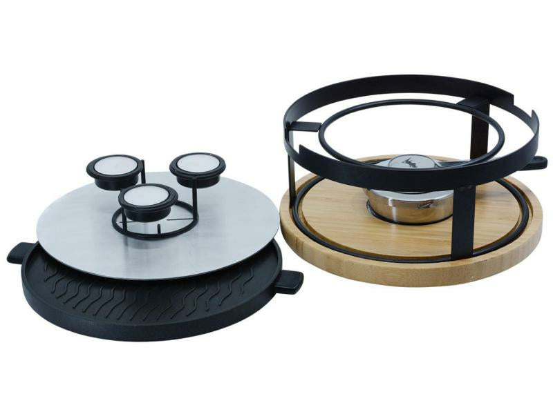 Kadastar Multifunktions-Rechaud One4All – Ø 24,5 cm, 5 Personen, Tischgrill – Edelstahl/Bambus