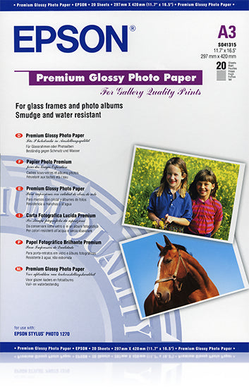 Epson Fotopapier – glänzend, A3, 255 g/m², 20 Blatt – für Inkjet-Drucker