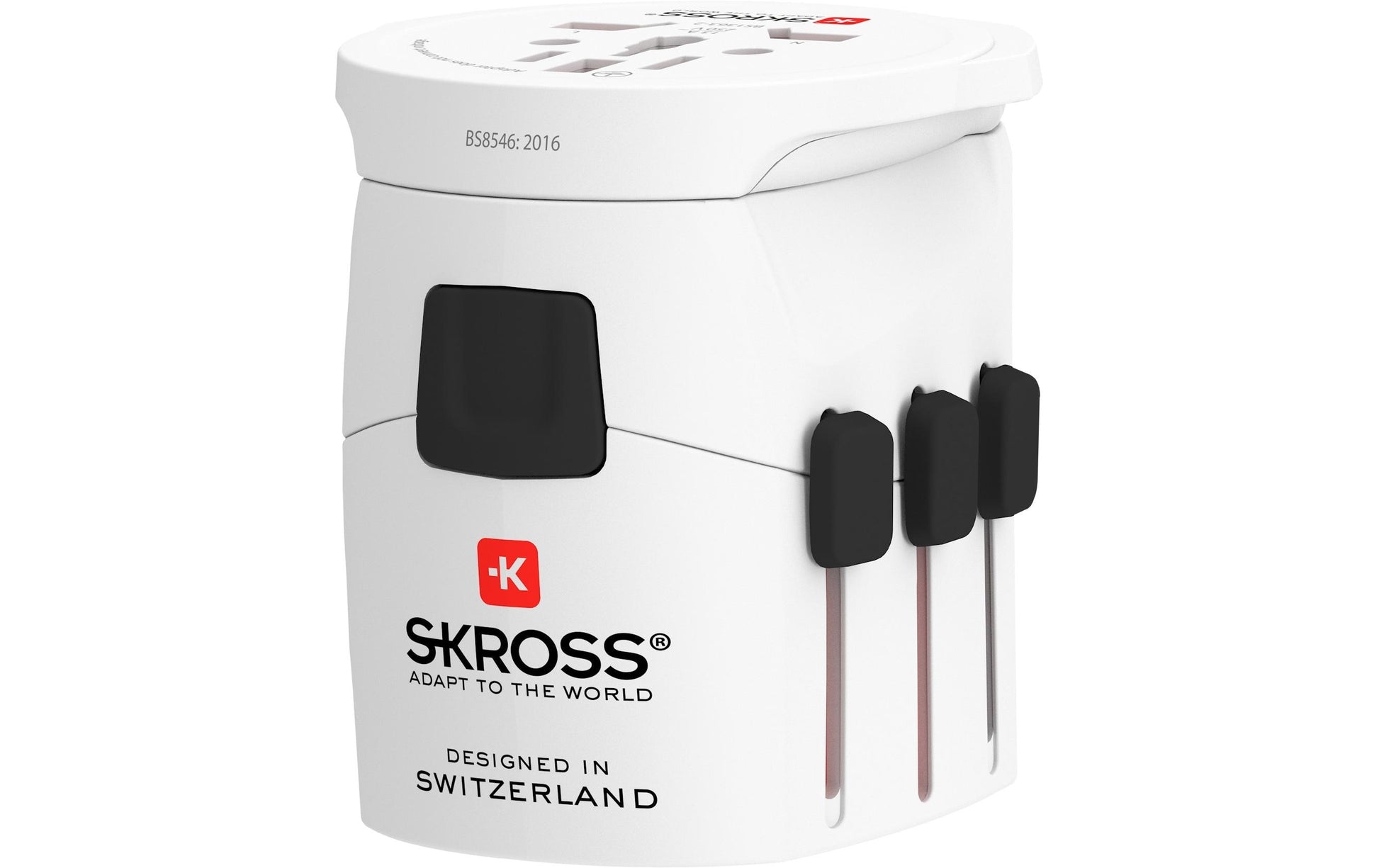 Skross Reiseadapter – Vereinigtes Königreich zu USA, geerdet, 100–250 V, 6,3 A, 1575 W – weiss
