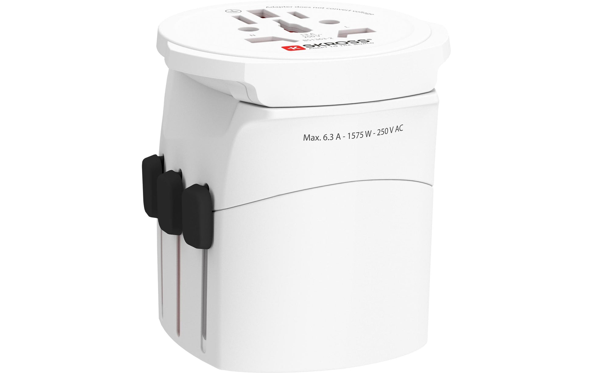 Skross Reiseadapter – Vereinigtes Königreich zu USA, geerdet, 100–250 V, 6,3 A, 1575 W – weiss