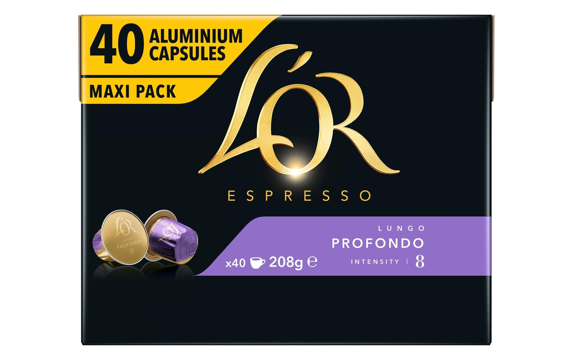 L'Or Espresso Lungo Profondo – Kapseln für Nespresso – Intensität 8, 40 Kapseln