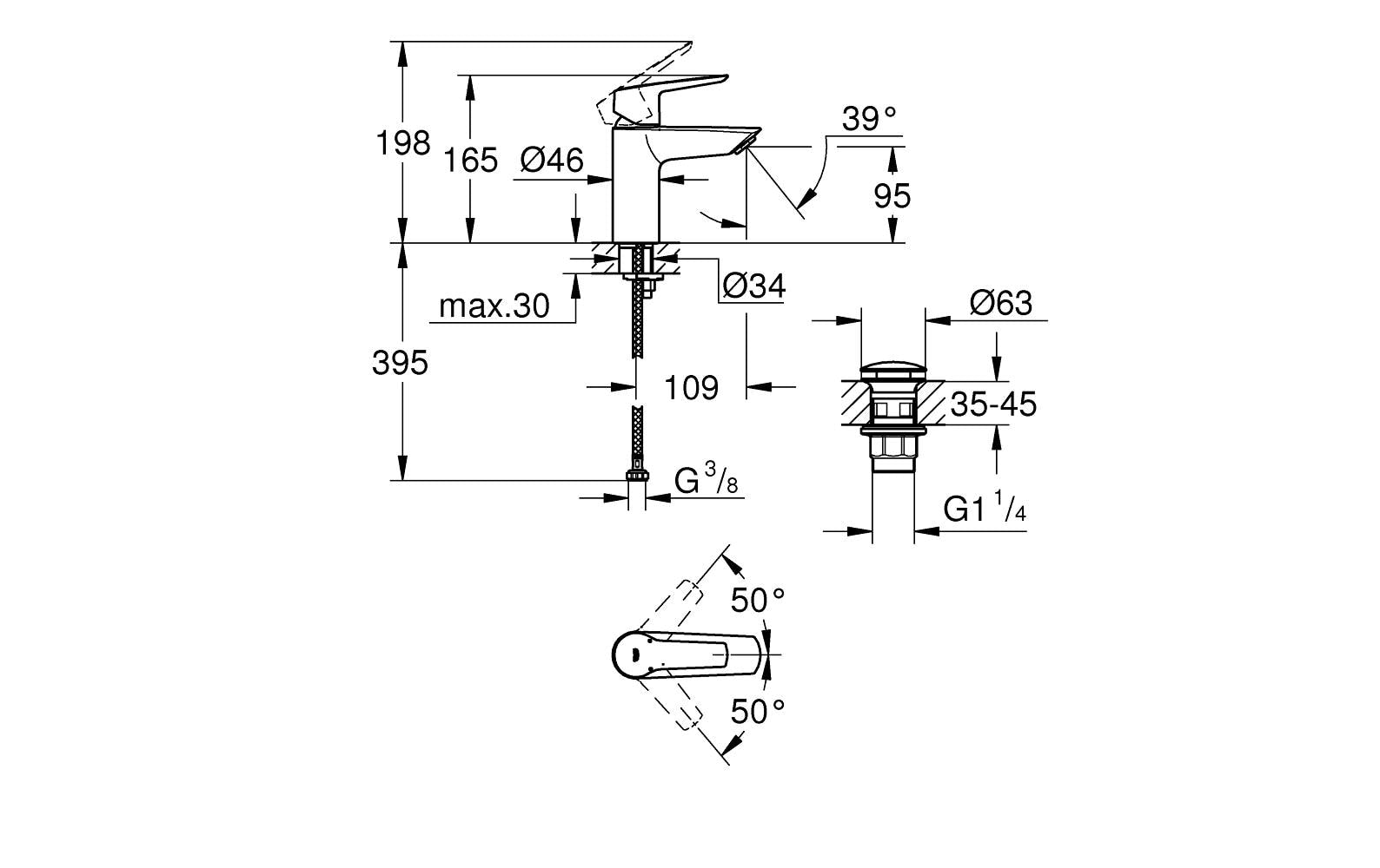 GROHE Einhebelmischer Start S – Metall, Chrom