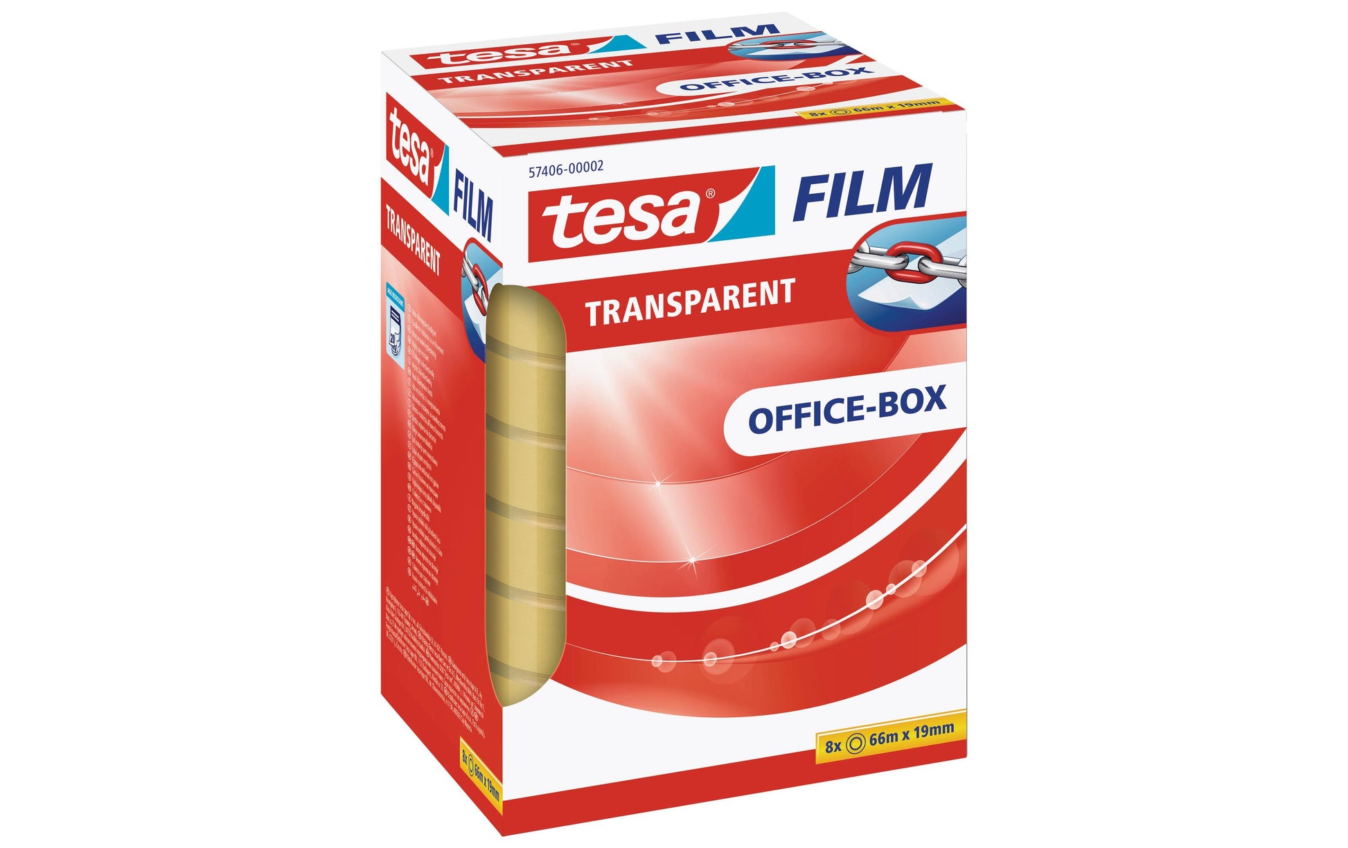 TESA Klarer Klebefilm – 19 mm × 66 m, transparent, PP, 8 Stück