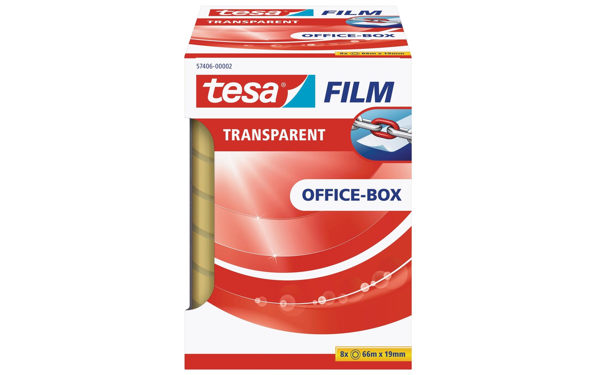 TESA Klarer Klebefilm – 19 mm × 66 m, transparent, PP, 8 Stück