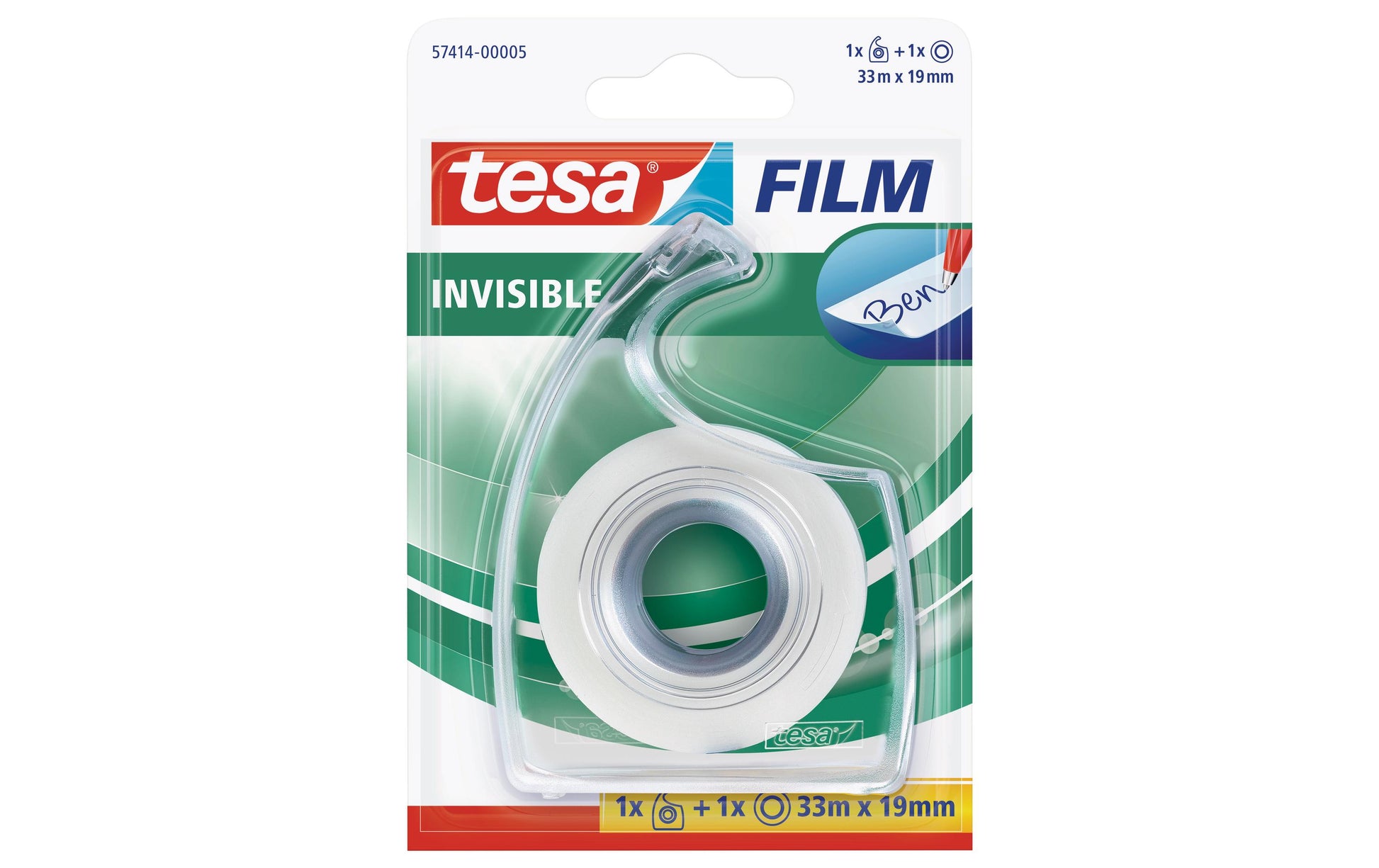 tesa Handabroller Easy Cut – für Rollenbreite bis 19 mm, für Bandlänge bis 33 m, für Kern 1", Metallmesser