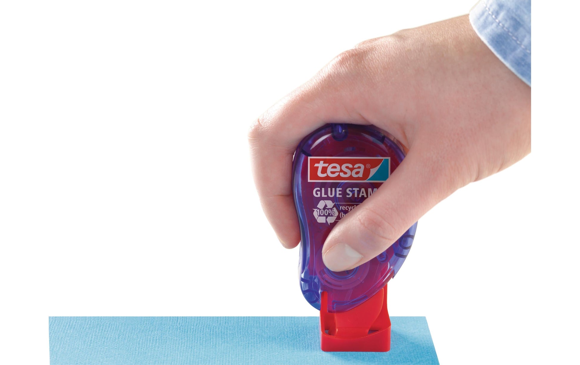 TESA Klebestempel – permanent, transparent, lösungsmittelfrei, geruchsarm, für Papier, Karton, Fotos und mehr