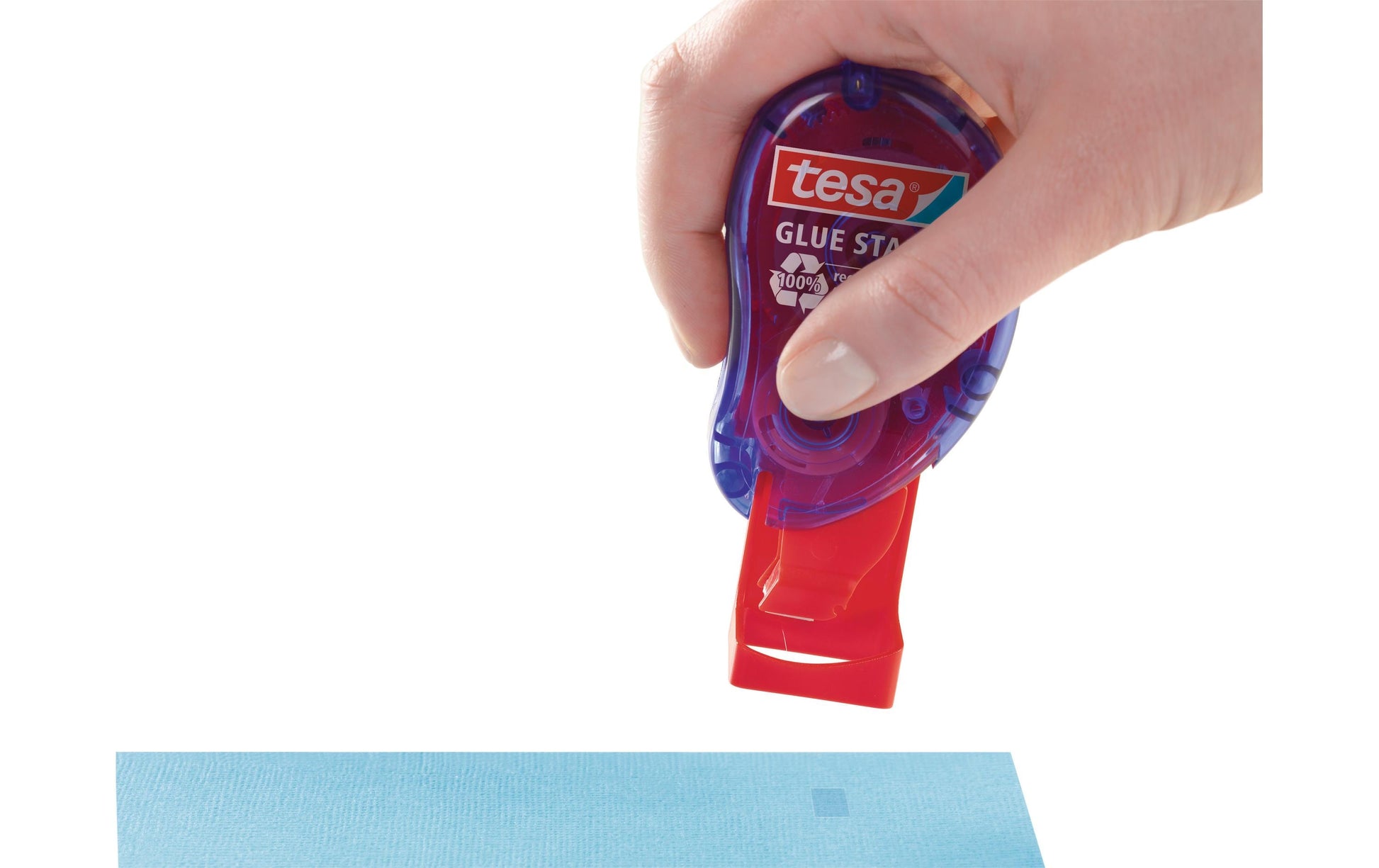 TESA Klebestempel – permanent, transparent, lösungsmittelfrei, geruchsarm, für Papier, Karton, Fotos und mehr