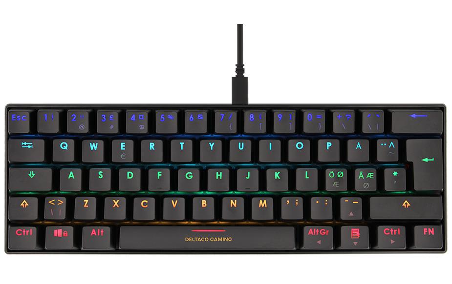 Deltaco Gaming GAM-075-CH – Gaming-Tastatur 60% – Mechanisch – Verkabelt, USB-A – QWERTZ (CH) – RGB