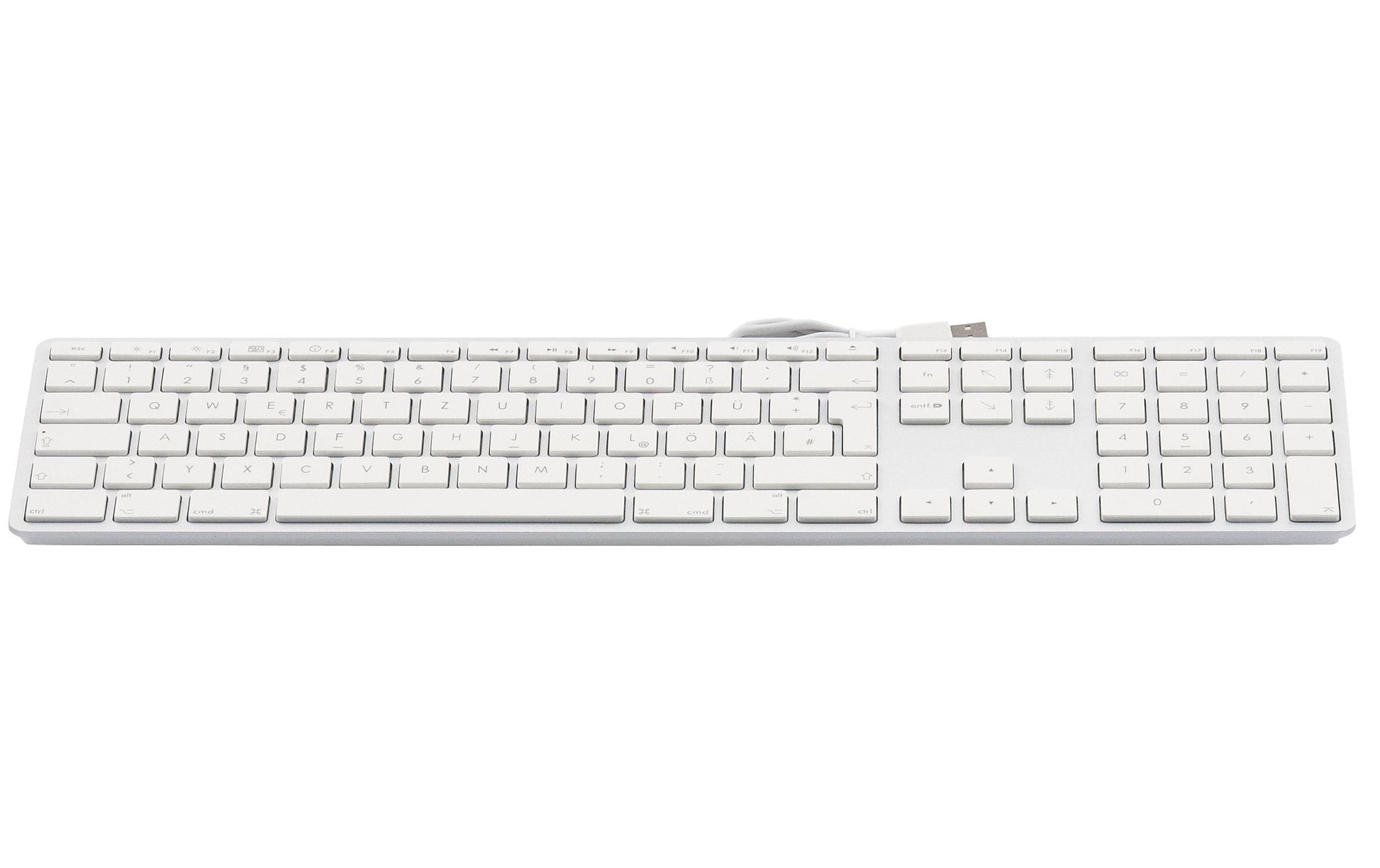 LMP KB-1243 – Tastatur, kabelgebunden (USB-A), DE-Layout (DE), Fullsize (mit Ziffernblock), Scherenmechanik, Weiss