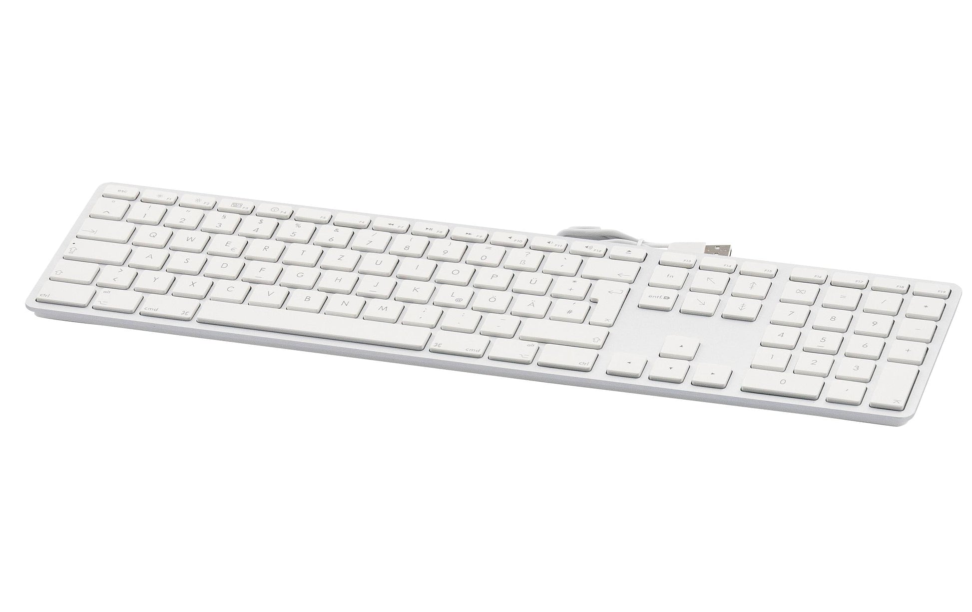 LMP KB-1243 – Tastatur, kabelgebunden (USB-A), DE-Layout (DE), Fullsize (mit Ziffernblock), Scherenmechanik, Weiss