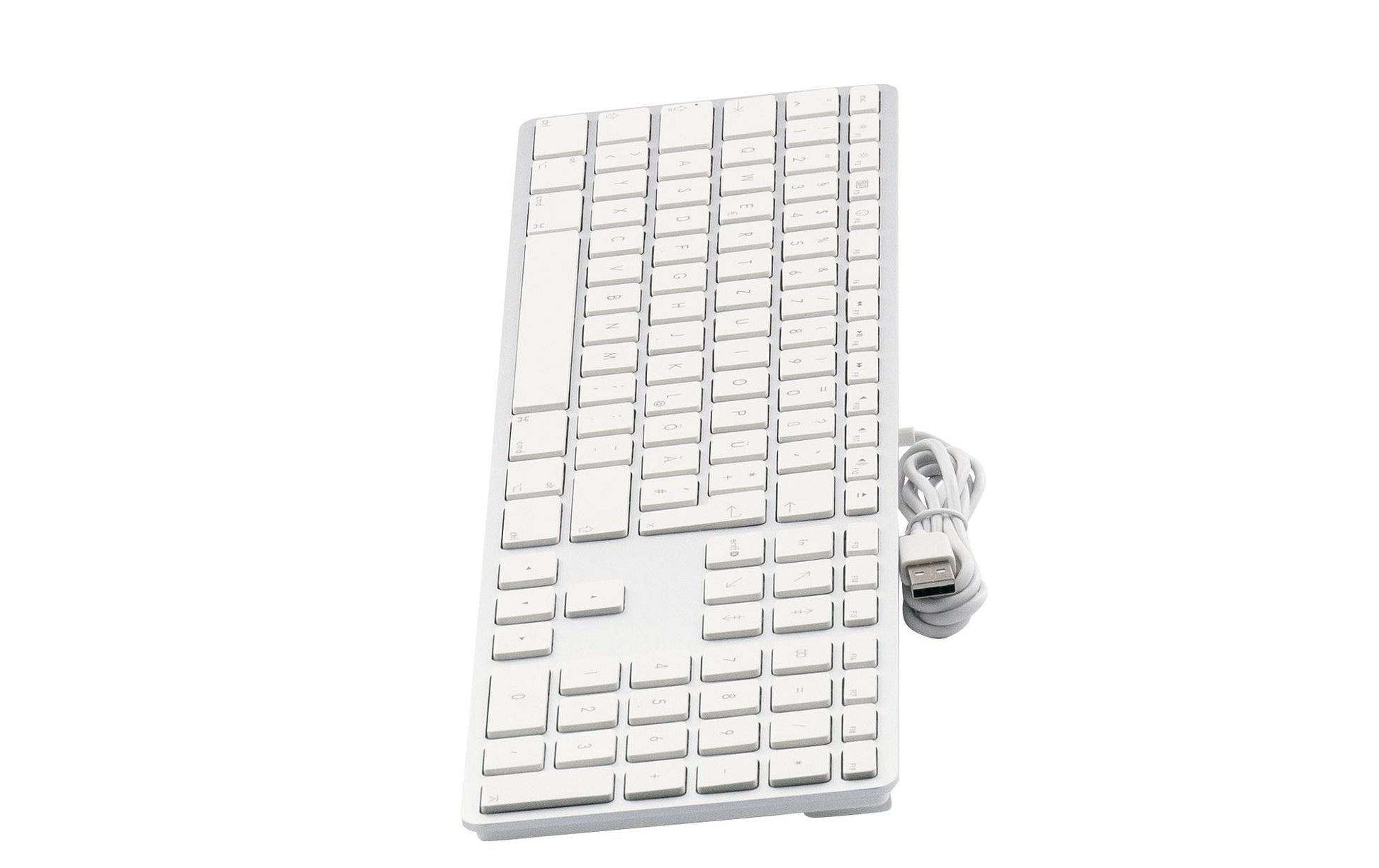 LMP KB-1243 – Tastatur, kabelgebunden (USB-A), DE-Layout (DE), Fullsize (mit Ziffernblock), Scherenmechanik, Weiss