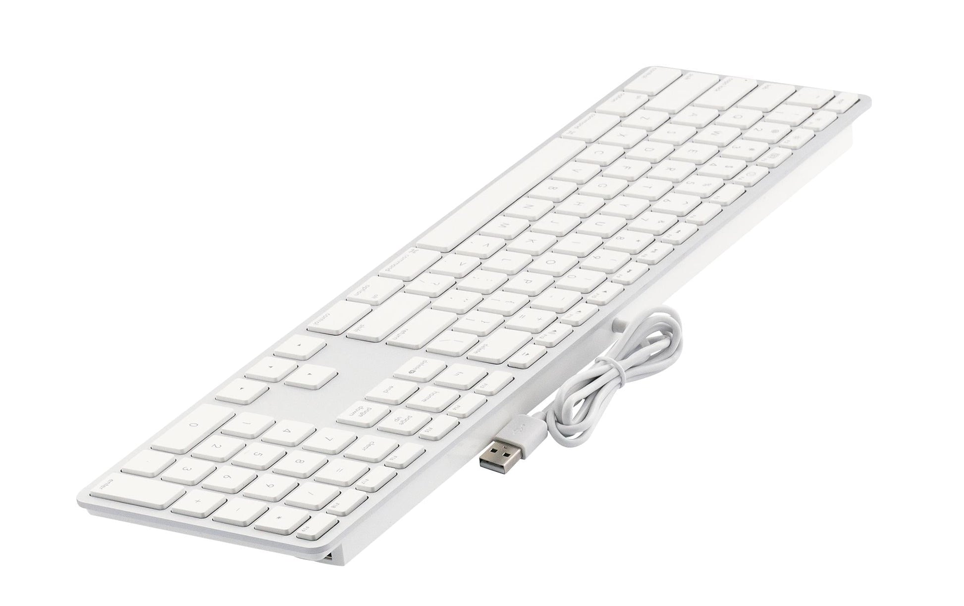 LMP KB-1243 – Tastatur, kabelgebunden (USB-A), US-Layout (EN), Fullsize (mit Ziffernblock), Scherenmechanik, Weiss