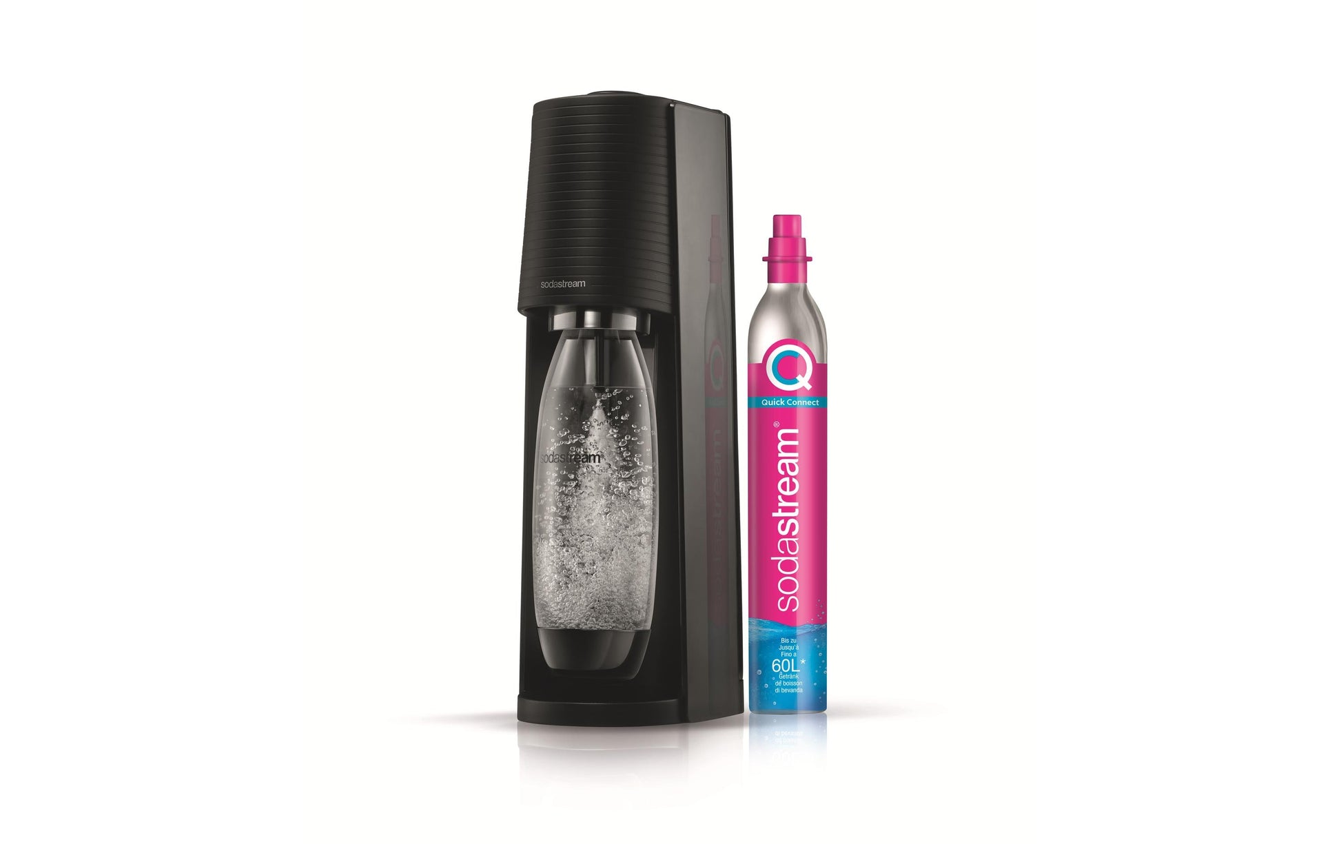 SodaStream Wassersprudler, 1 Flasche (1 l, Kunststoff), 60 l, Schwarz
