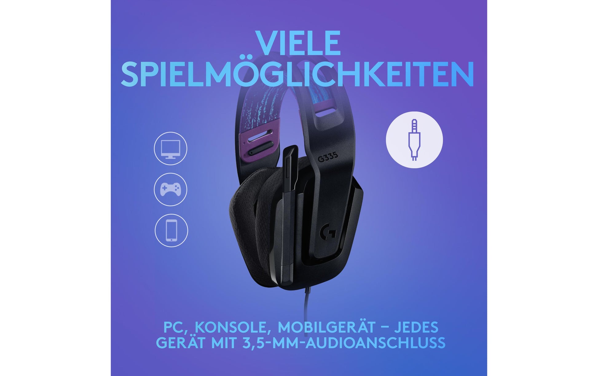 Logitech G G335 Gaming-Headset – Over-Ear, Stereo, Kabelgebunden, 3,5 mm Klinke, Schwarz