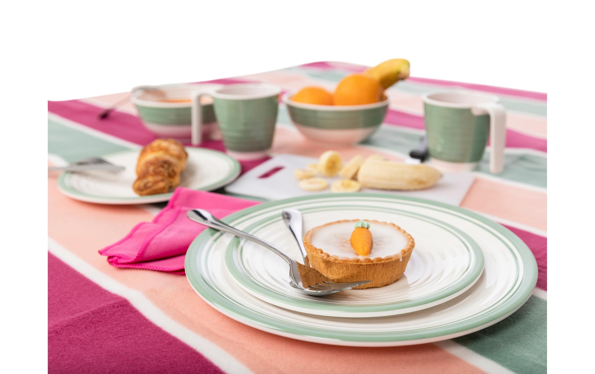 KOOR Geschirr-Set – 16-teiliges Set, Melamin, Grün/Weiss, spülmaschinenfest, BPA-frei