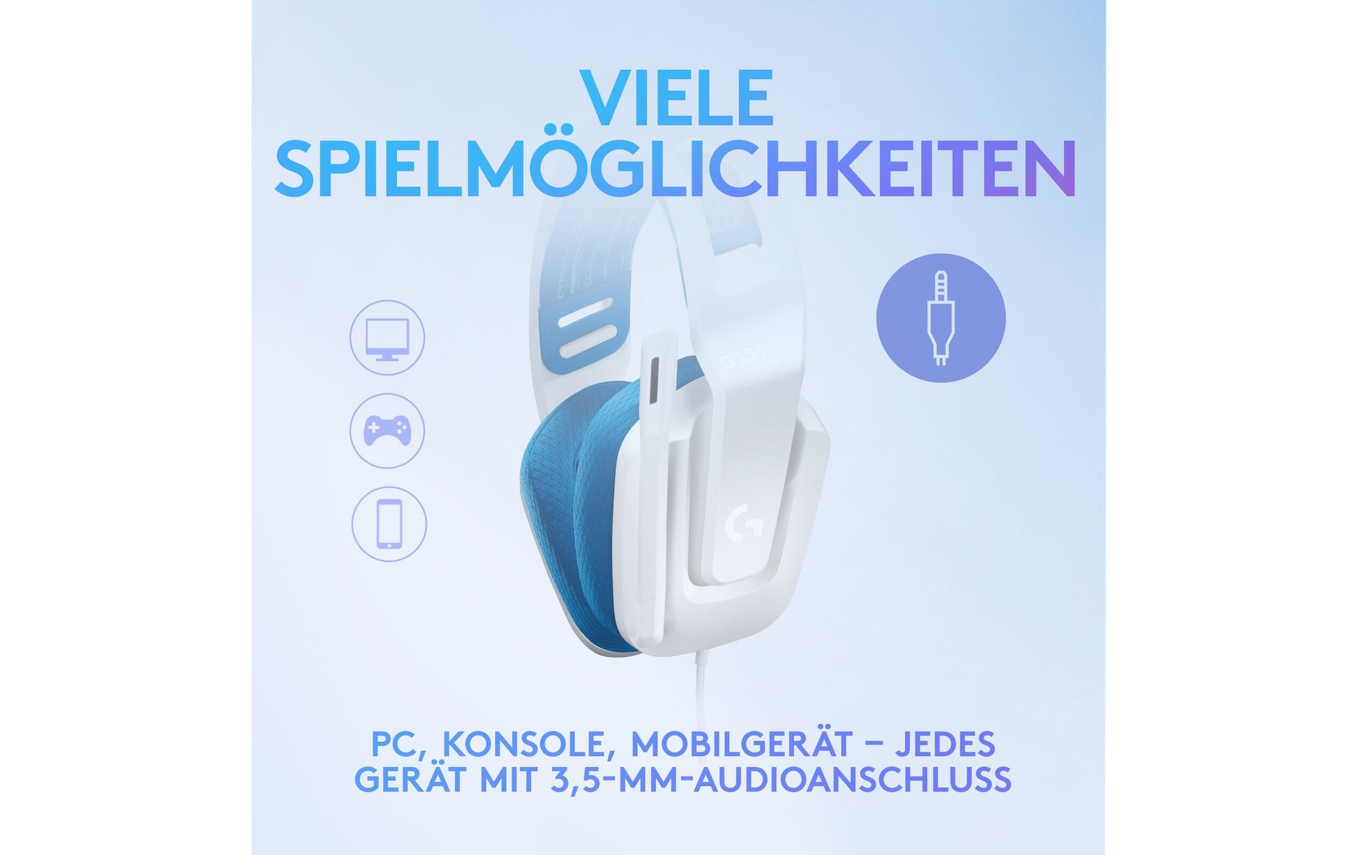Logitech G G335 Gaming-Headset – Over-Ear, Stereo, Kabelgebunden, 3,5 mm Klinke, Weiss
