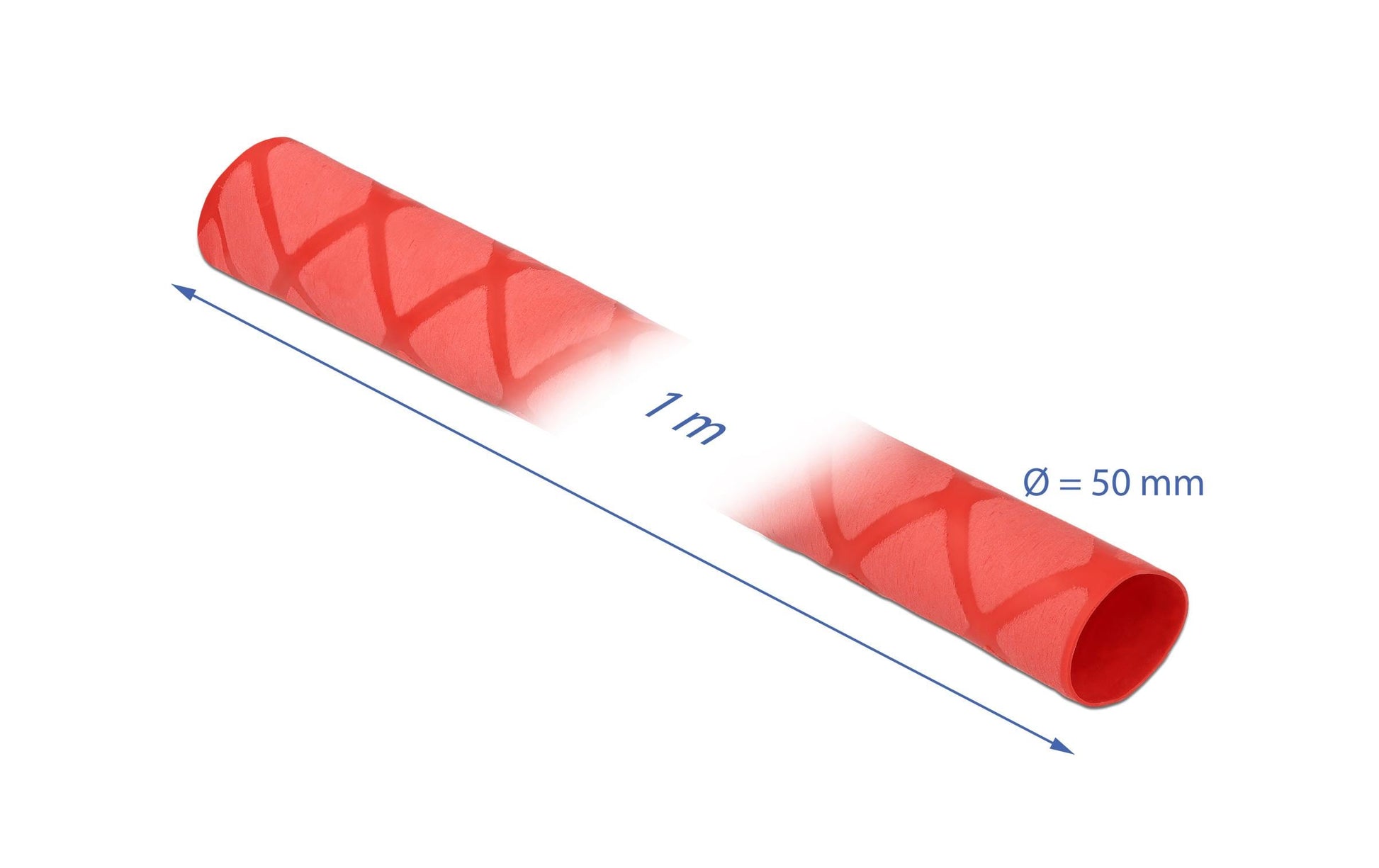 DeLOCK Schrumpfschlauch, Schrumpfungsrate 2:1, Polyolefin, Ø 50 mm × 1 m – Rot