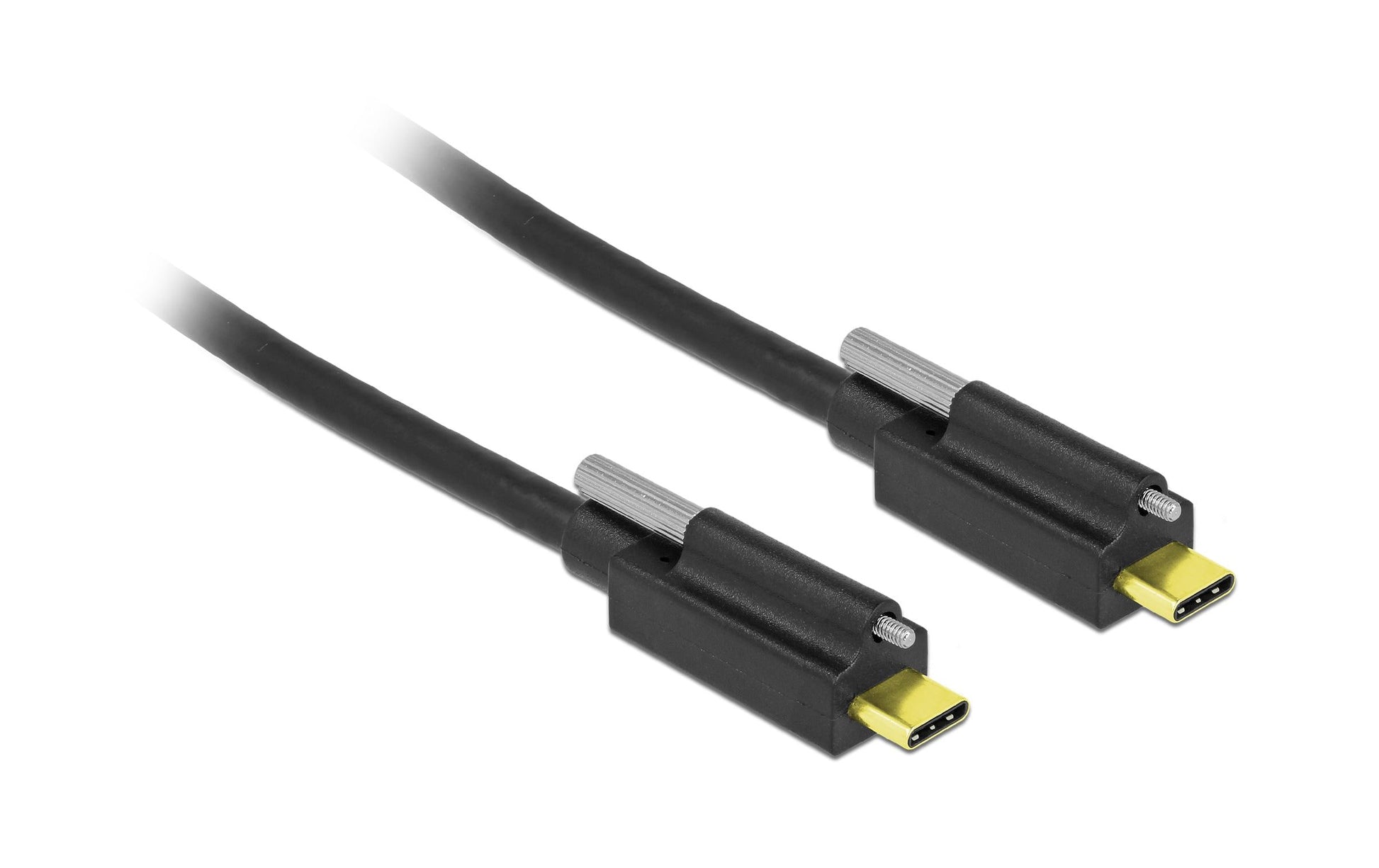 DeLOCK USB-C auf USB-C Kabel – USB 3.2 Gen 2 (10 Gbit/s) – 1 m – Goldstecker, Verschraubbar – Schwarz