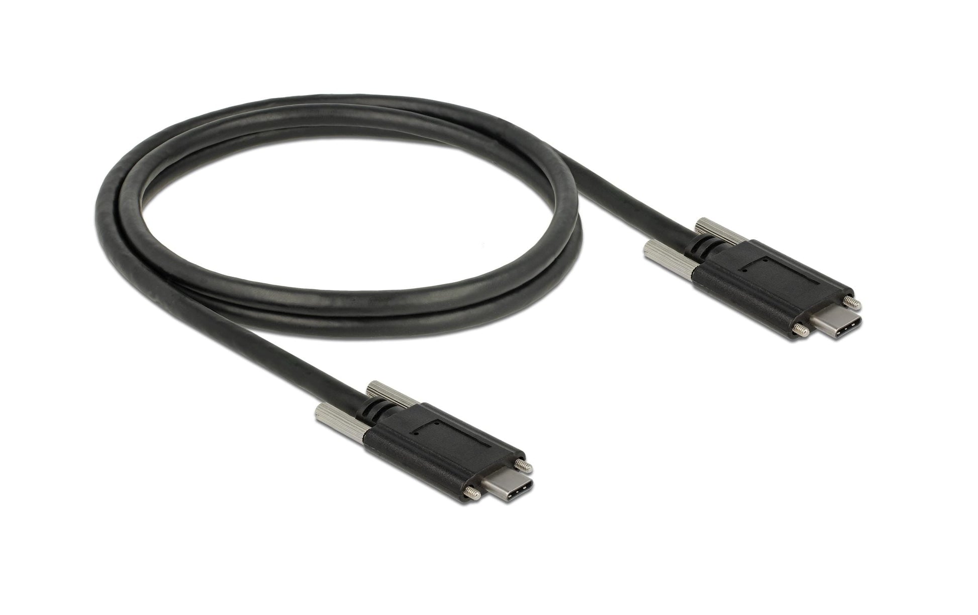 DeLOCK USB-C auf USB-C Kabel – USB 3.2 Gen 2 (10 Gbit/s) – 1 m – Verschraubbar, Goldstecker – Schwarz