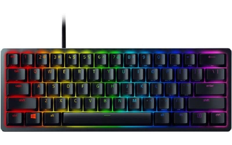 Razer Huntsman Mini – Tastatur, kabelgebunden (USB-A), CH-Layout (DE-CH), 60%, mechanisch (Razer Purple)