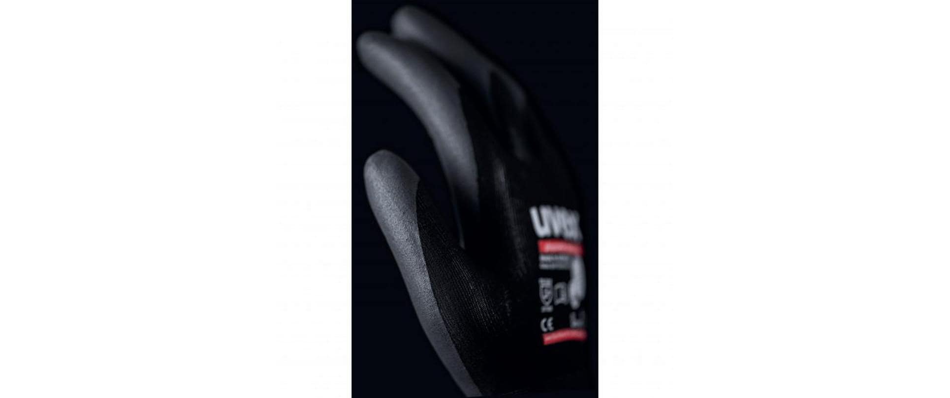Uvex Arbeitshandschuhe phynomic airLite A – Grösse 6, 1 Paar – Polyamid, ESD, EN 388:3110X, Schwarz