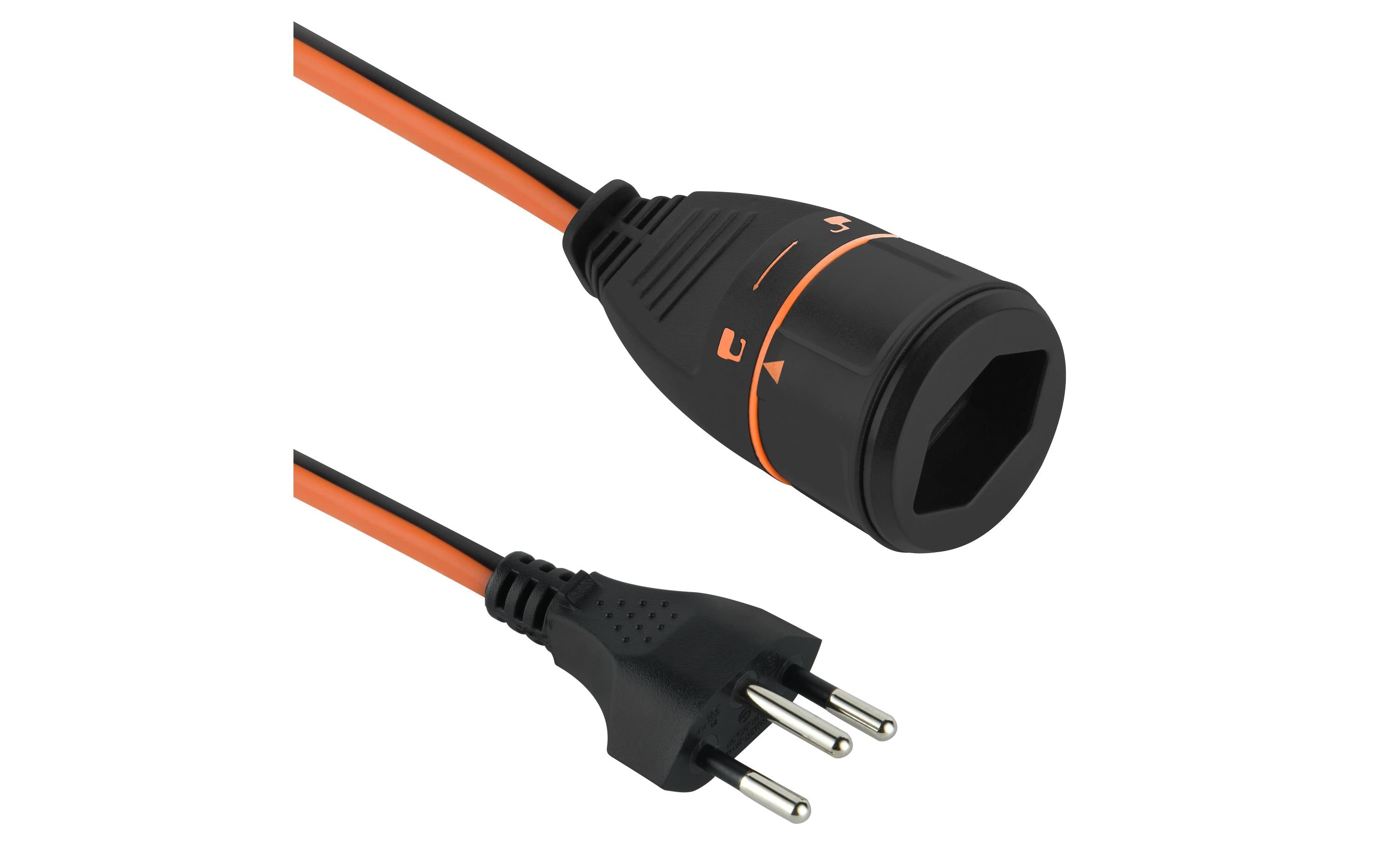 Lockxtend Verlängerungskabel, T12–T13, 10 m, 1,5 mm², gewinkelter Stecker, Verriegelungsfunktion – schwarz