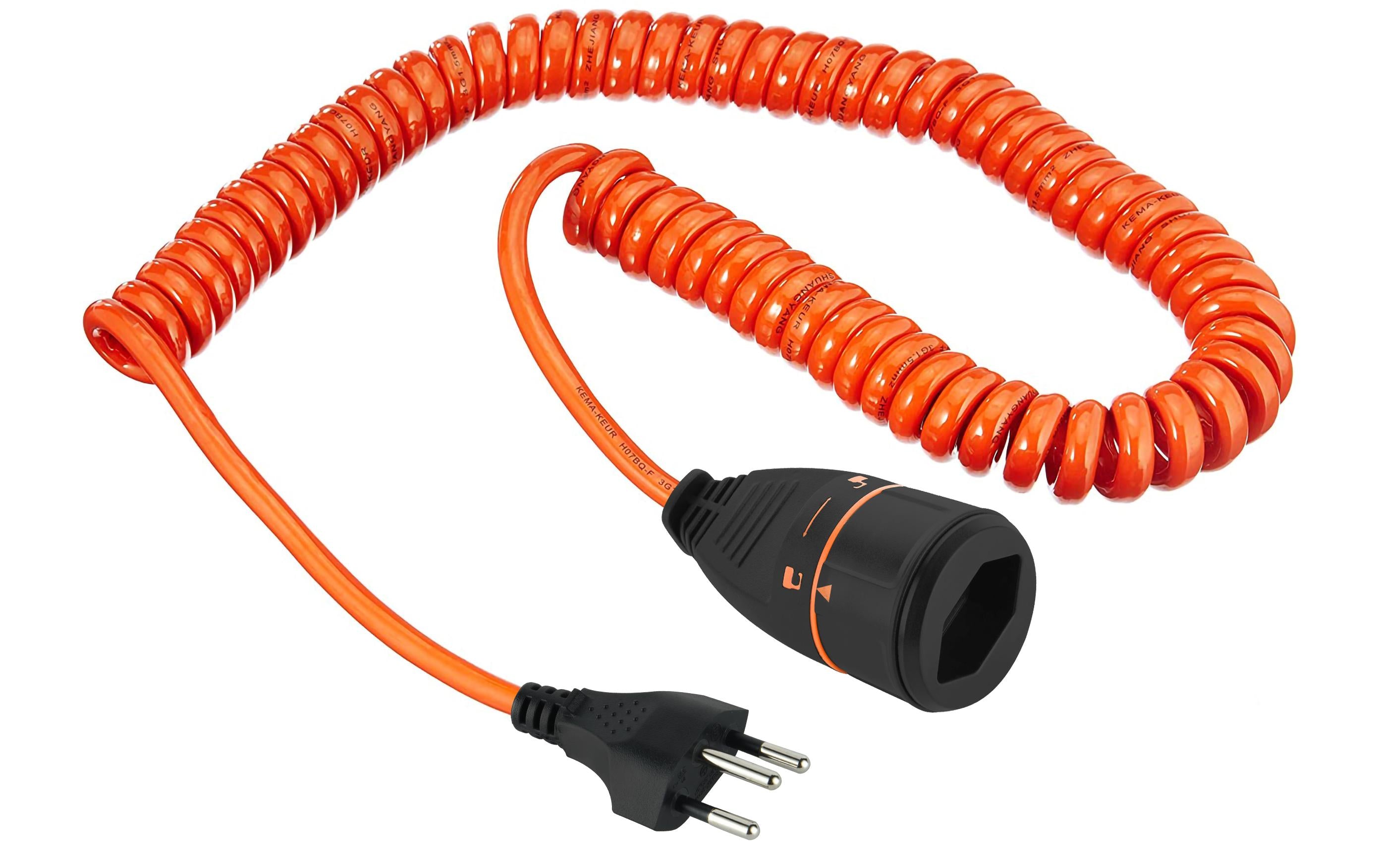 Lockxtend Verlängerungskabel – T12–T13, 1,5 m, 3×1,5 mm², mit Verriegelung, Orange/Schwarz